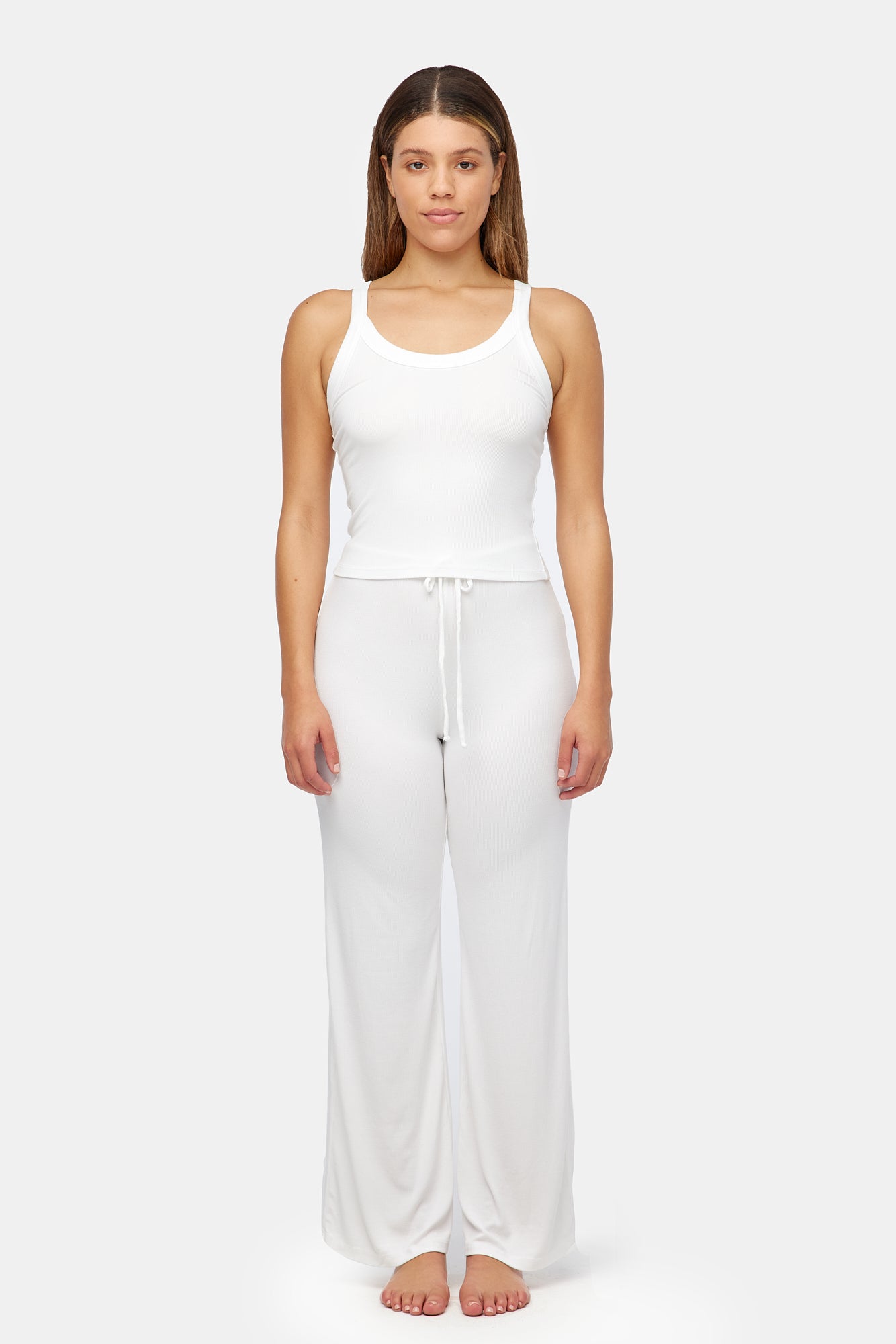 Ribbed Finn Tank - Whitewash