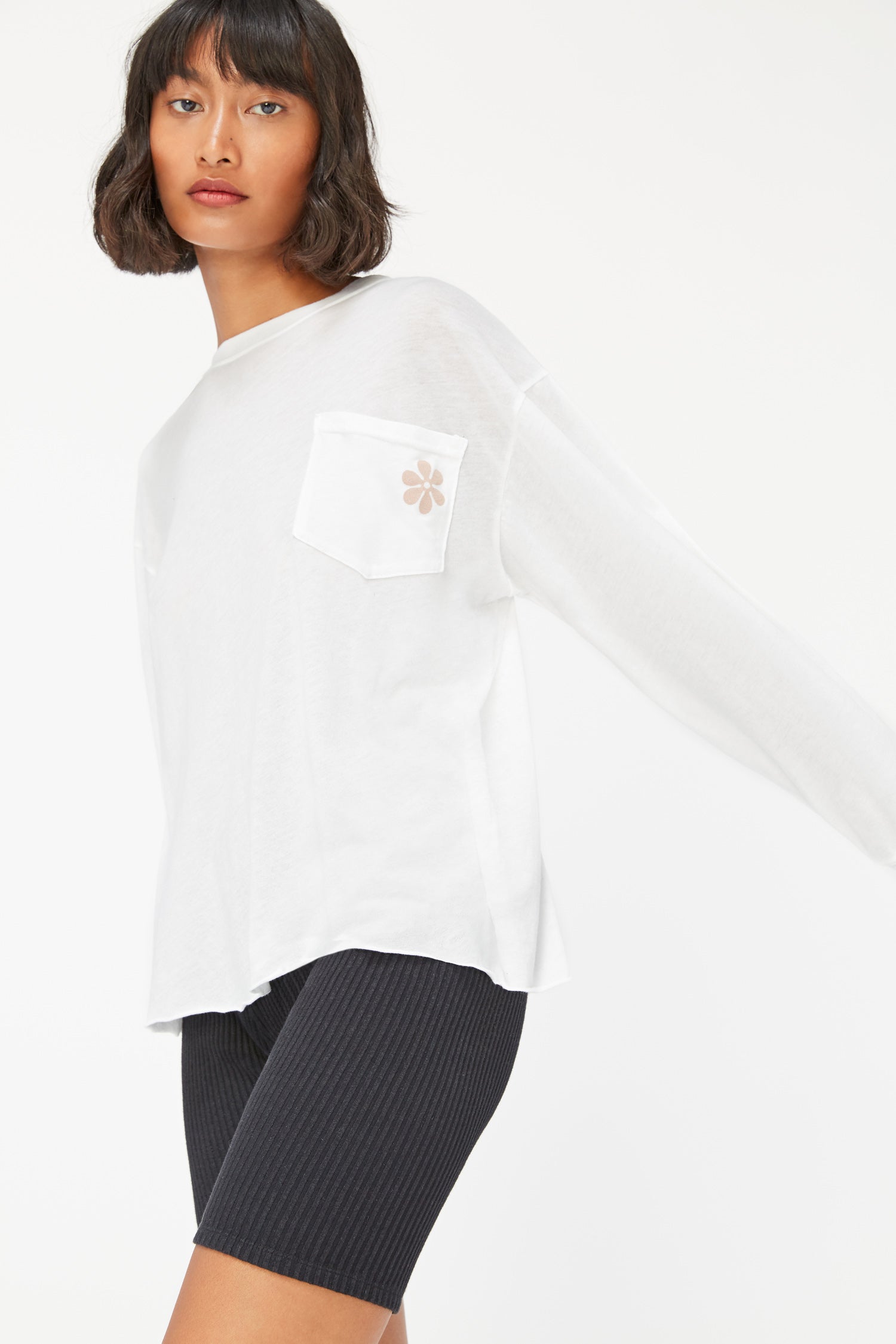 Longsleeve Crewneck - Whitewash Surf Graphic