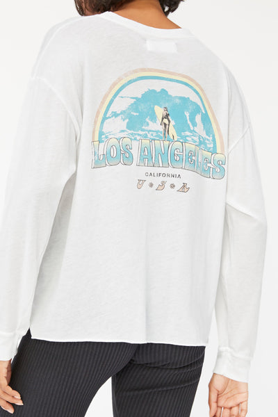 Longsleeve Crewneck - Whitewash Surf Graphic